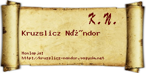 Kruzslicz Nándor névjegykártya